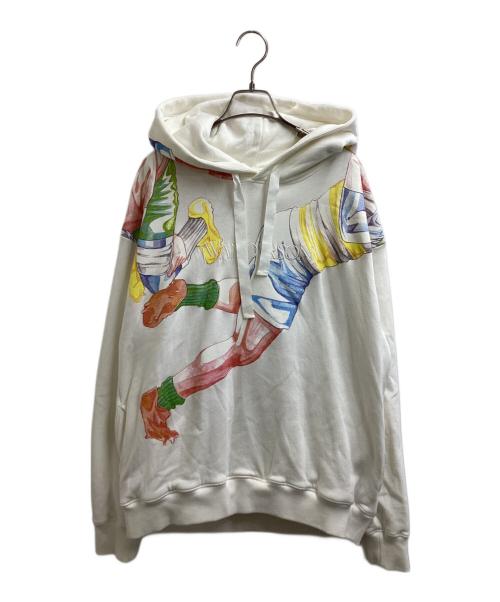 J.W.ANDERSON（ジェイダブリューアンダーソン）J.W.ANDERSON (ジェイダブリューアンダーソン) Pol Anglada (ポル・アングラーダ) Rugby-print Sweatshirt アイボリー サイズ:XLの古着・服飾アイテム