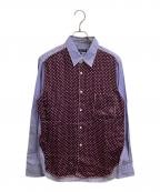 COMME des GARCONS HOMMEコムデギャルソン オム）の古着「ドッキングレギュラーカラーシャツ / HH-B001」｜ブルー×ボルドー