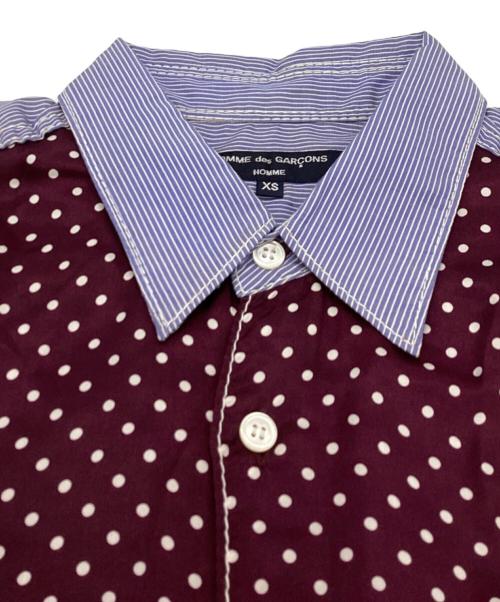 COMME des GARCONS HOMME（コムデギャルソン オム）COMME des GARCONS HOMME (コムデギャルソン オム) ドッキングレギュラーカラーシャツ / HH-B001 ブルー×ボルドー サイズ:XSの古着・服飾アイテム