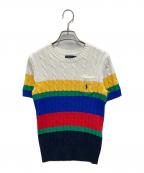 POLO RALPH LAURENポロ・ラルフローレン）の古着「ポニー刺繍半袖ケーブルニット」｜ネイビー