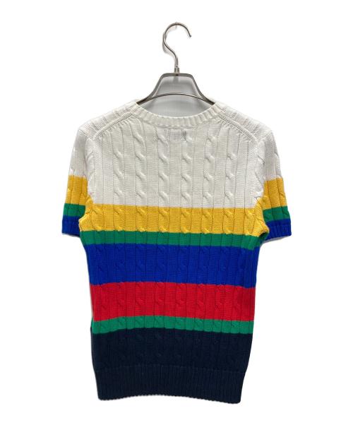POLO RALPH LAUREN（ポロ・ラルフローレン）POLO RALPH LAUREN (ポロ・ラルフローレン) ポニー刺繍半袖ケーブルニット ネイビー サイズ:XSの古着・服飾アイテム