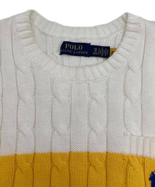 POLO RALPH LAUREN（ポロ・ラルフローレン）POLO RALPH LAUREN (ポロ・ラルフローレン) ポニー刺繍半袖ケーブルニット ネイビー サイズ:XSの古着・服飾アイテム