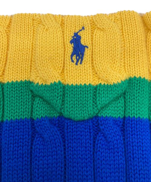 POLO RALPH LAUREN（ポロ・ラルフローレン）POLO RALPH LAUREN (ポロ・ラルフローレン) ポニー刺繍半袖ケーブルニット ネイビー サイズ:XSの古着・服飾アイテム