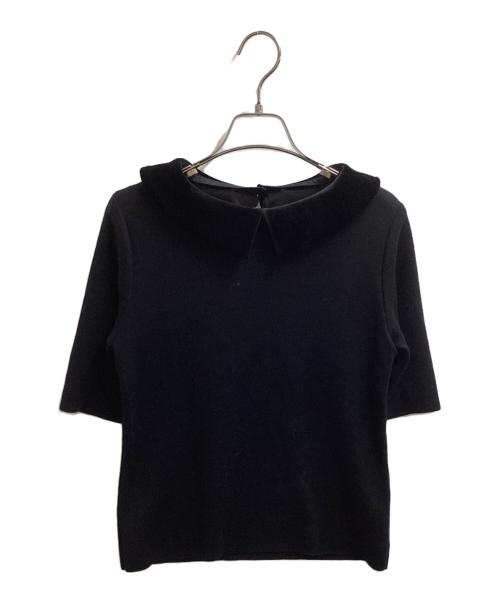 FOXEY（フォクシー）FOXEY (フォクシー) 2WAYベロア襟ニット / シフォナード ブラック サイズ:38の古着・服飾アイテム