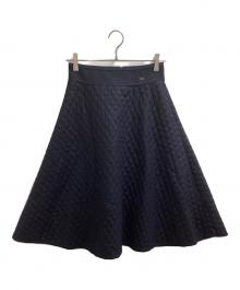 FOXEY（フォクシー）の古着「ウール キルティング ロングスカート / 37433-ASFI01U」｜ネイビー