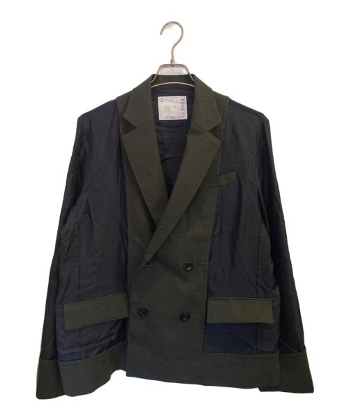 sacai（サカイ）sacai (サカイ) グレンチェック切替テーラードジャケット グレー×ネイビー サイズ:1の古着・服飾アイテム
