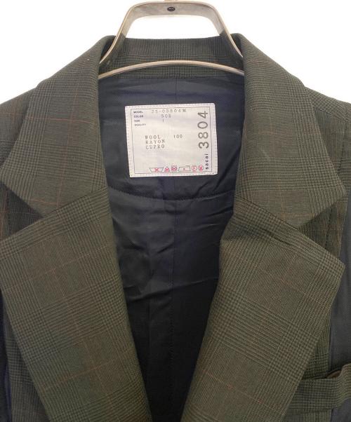 sacai（サカイ）sacai (サカイ) グレンチェック切替テーラードジャケット グレー×ネイビー サイズ:1の古着・服飾アイテム