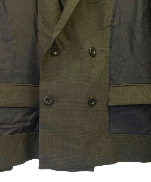 sacai（サカイ）sacai (サカイ) グレンチェック切替テーラードジャケット グレー×ネイビー サイズ:1の古着・服飾アイテム