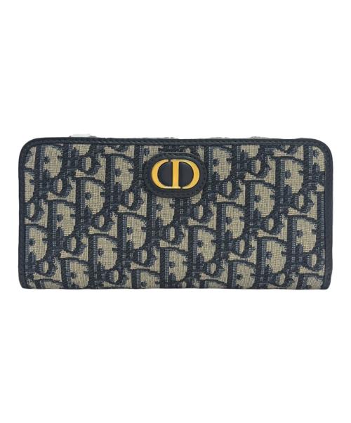Christian Dior（クリスチャン ディオール）Christian Dior (クリスチャン ディオール) 30 モンテーニュ ヴォワヤジュール ロングウォレット ネイビー・ベージュ サイズ:-の古着・服飾アイテム