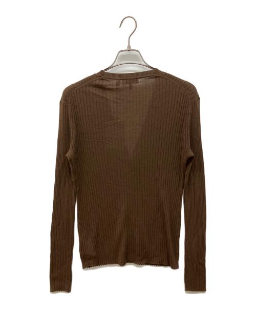 theory（セオリー）theory (セオリー) WASHABLE LINEN LS RIB CARDI ブラウン サイズ:M 未使用品の古着・服飾アイテム