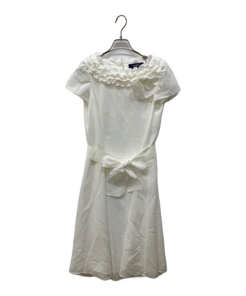 M'S GRACY（エムズグレイシー）M'S GRACY (エムズグレイシー) フリル襟シアードレス ホワイト サイズ:40の古着・服飾アイテム