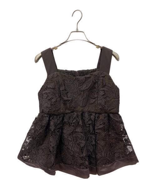 JUSGLITTY（ジャスグリッティー）JUSGLITTY (ジャスグリッティー) シェリーレースビスチェブラウス ブラウン サイズ:2 未使用品の古着・服飾アイテム