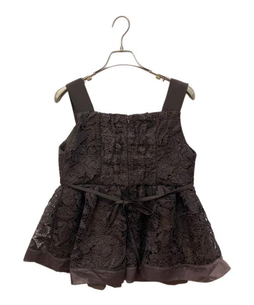 JUSGLITTY（ジャスグリッティー）JUSGLITTY (ジャスグリッティー) シェリーレースビスチェブラウス ブラウン サイズ:2 未使用品の古着・服飾アイテム