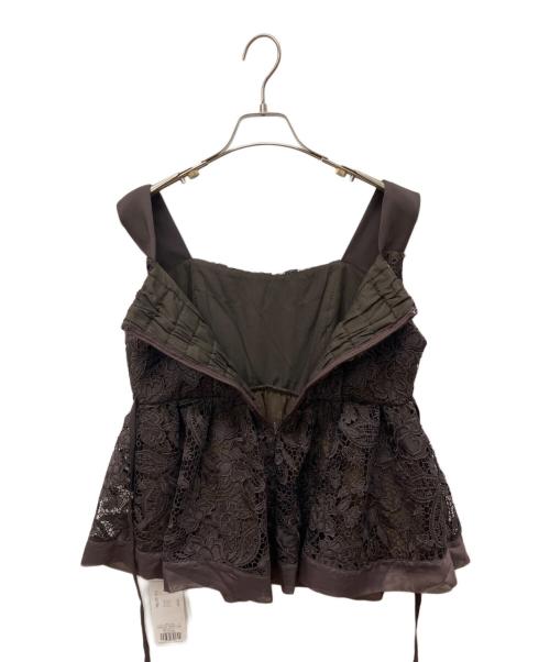 JUSGLITTY（ジャスグリッティー）JUSGLITTY (ジャスグリッティー) シェリーレースビスチェブラウス ブラウン サイズ:2 未使用品の古着・服飾アイテム