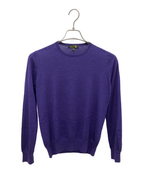 DRAWER（ドゥロワー）Drawer (ドゥロワー) 8Gカシミヤシルクリブクルーネックニット パープル サイズ:1の古着・服飾アイテム