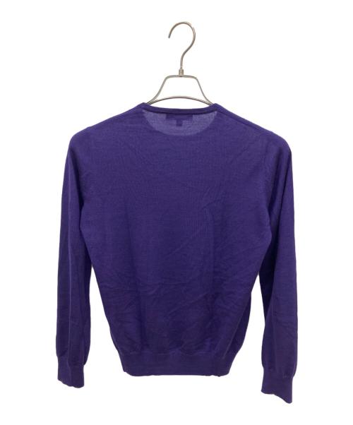 DRAWER（ドゥロワー）Drawer (ドゥロワー) 8Gカシミヤシルクリブクルーネックニット パープル サイズ:1の古着・服飾アイテム