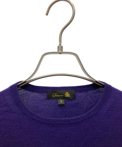 DRAWER（ドゥロワー）Drawer (ドゥロワー) 8Gカシミヤシルクリブクルーネックニット パープル サイズ:1の古着・服飾アイテム