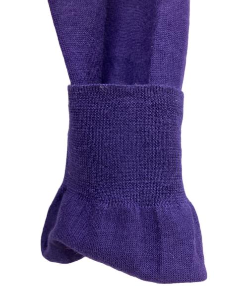 DRAWER（ドゥロワー）Drawer (ドゥロワー) 8Gカシミヤシルクリブクルーネックニット パープル サイズ:1の古着・服飾アイテム
