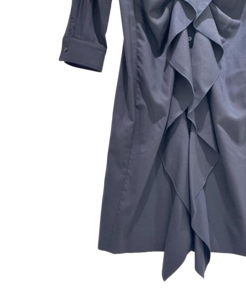MaxMara（マックスマーラ）MaxMara (マックスマーラ) フリルシャツワンピース ネイビー サイズ:38の古着・服飾アイテム