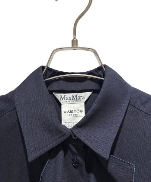 MaxMara（マックスマーラ）MaxMara (マックスマーラ) フリルシャツワンピース ネイビー サイズ:38の古着・服飾アイテム
