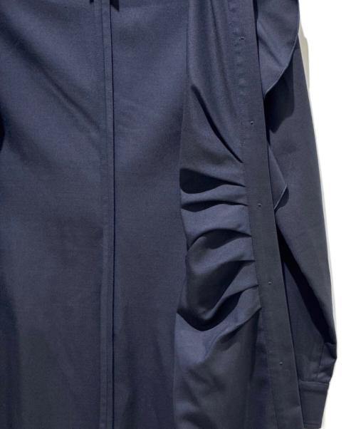 MaxMara（マックスマーラ）MaxMara (マックスマーラ) フリルシャツワンピース ネイビー サイズ:38の古着・服飾アイテム