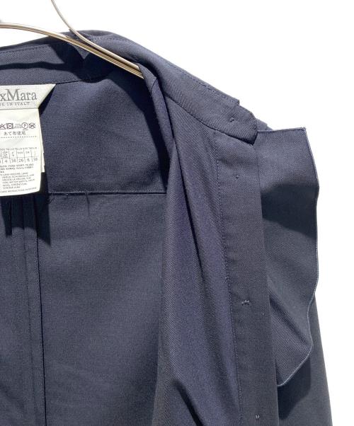 MaxMara（マックスマーラ）MaxMara (マックスマーラ) フリルシャツワンピース ネイビー サイズ:38の古着・服飾アイテム