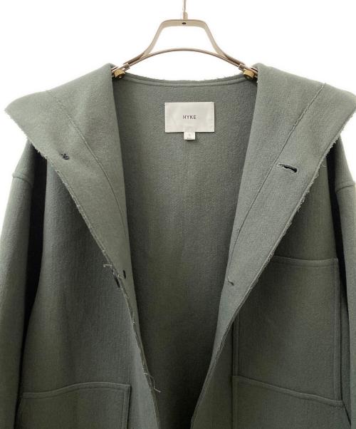 HYKE（ハイク）HYKE (ハイク) MELTON HOODED WORK COAT グリーン サイズ:1の古着・服飾アイテム