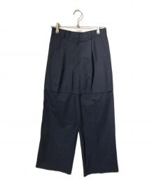 STUDIOUS（ステュディオス）の古着「Pinstripe 2way Length Trousers/スラックス/ショートパンツ/ハーフパンツ」｜ネイビー