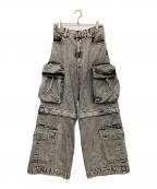 MAISON SPECIALメゾンスペシャル）の古着「Big Pocket 2WAY Denim Wide Cargo Pants」｜グレー