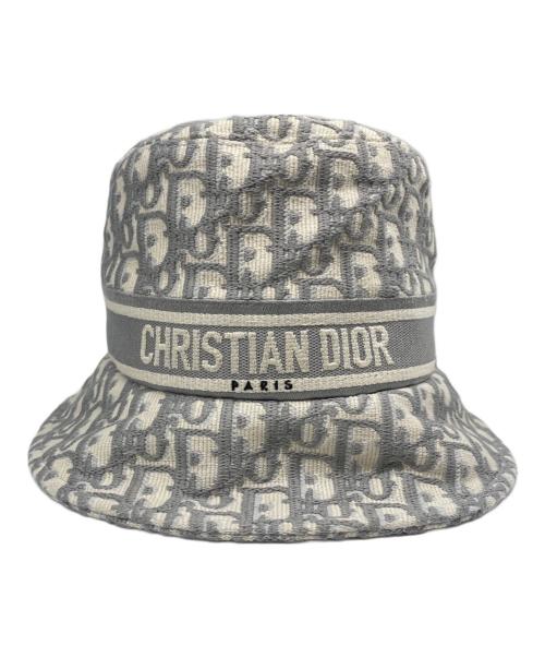 Christian Dior（クリスチャン ディオール）Christian Dior (クリスチャン ディオール) オブリーク ロゴ バケットハット/11DOB923L132 グレー×アイボリー サイズ:57の古着・服飾アイテム