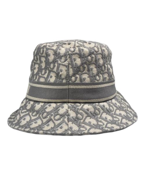 Christian Dior（クリスチャン ディオール）Christian Dior (クリスチャン ディオール) オブリーク ロゴ バケットハット/11DOB923L132 グレー×アイボリー サイズ:57の古着・服飾アイテム