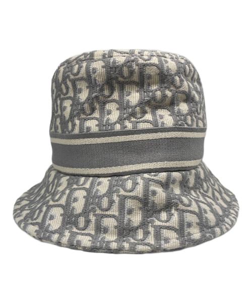 Christian Dior（クリスチャン ディオール）Christian Dior (クリスチャン ディオール) オブリーク ロゴ バケットハット/11DOB923L132 グレー×アイボリー サイズ:57の古着・服飾アイテム