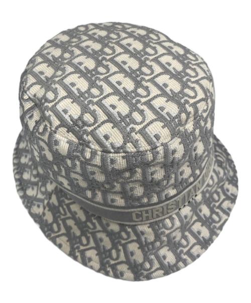 Christian Dior（クリスチャン ディオール）Christian Dior (クリスチャン ディオール) オブリーク ロゴ バケットハット/11DOB923L132 グレー×アイボリー サイズ:57の古着・服飾アイテム