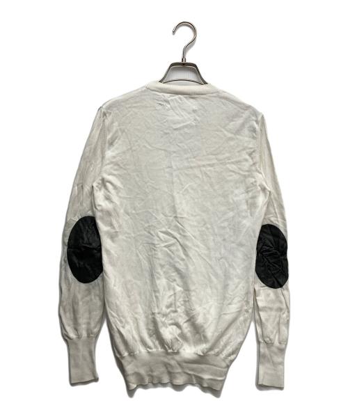 Maison Martin Margiela（メゾンマルタンマルジェラ）Maison Martin Margiela (メゾンマルタンマルジェラ) エルボパッチVネックカーディガン ホワイト サイズ:Mの古着・服飾アイテム