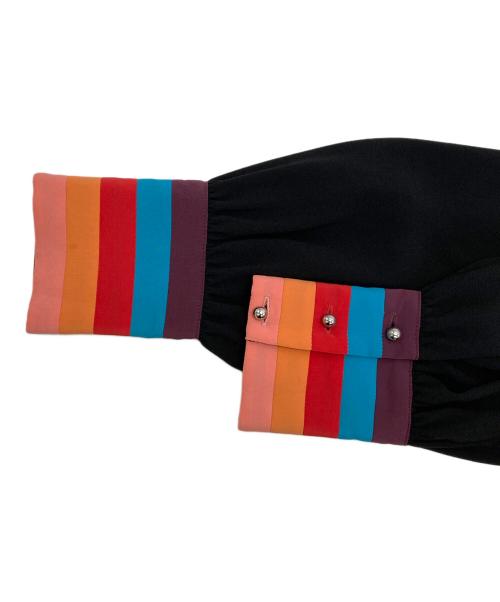 PAUL SMITH（ポールスミス）PAUL SMITH (ポールスミス) カラーコントラストカフスワンピース ブラック サイズ:40の古着・服飾アイテム