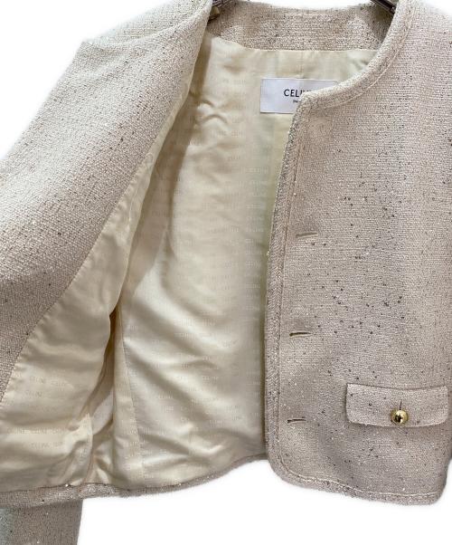 CELINE（セリーヌ）CELINE (セリーヌ) シークイン チェルシージャケット アイボリー サイズ:34の古着・服飾アイテム