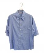 AURALEEオーラリー）の古着「SUVIN HIGH COUNT CLOTH STRIPE HALF SLEEVED SHIRT」｜ブルー