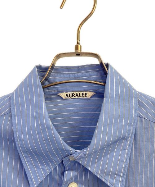 AURALEE（オーラリー）AURALEE (オーラリー) SUVIN HIGH COUNT CLOTH STRIPE HALF SLEEVED SHIRT ブルー サイズ:3の古着・服飾アイテム
