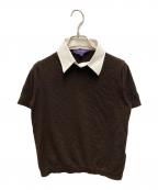 RALPH LAUREN Purple Labelラルフ ローレン パープル レーベル）の古着「襟付き カシミヤ 半袖ニット」｜ブラウン