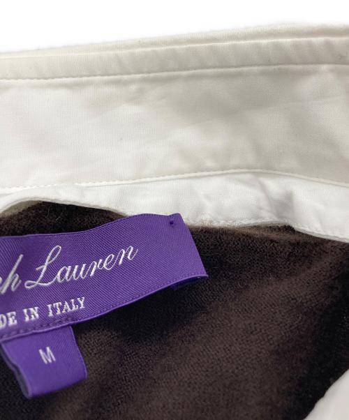 RALPH LAUREN Purple Label（ラルフ ローレン パープル レーベル）RALPH LAUREN PURPLE LABEL (ラルフ ローレン パープル レーベル) 襟付き カシミヤ 半袖ニット ブラウン サイズ:Mの古着・服飾アイテム