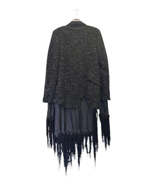 COMME des GARCONS HOMME PLUS（コムデギャルソンオムプリュス）COMME des GARCONS HOMME PLUS (コムデギャルソンオムプリュス) ジャガード捻れロングジャケット ブラック サイズ:XSの古着・服飾アイテム