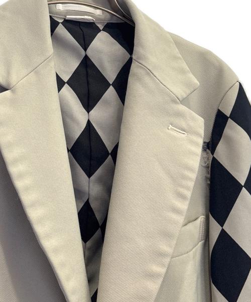 COMME des GARCONS HOMME PLUS（コムデギャルソンオムプリュス）COMME des GARCONS HOMME PLUS (コムデギャルソンオムプリュス) ハーレクインチェックポリ縮ジャケット グレー サイズ:Sの古着・服飾アイテム