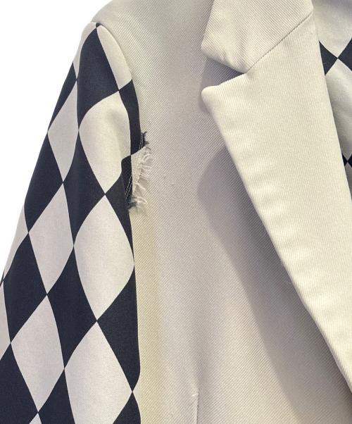 COMME des GARCONS HOMME PLUS（コムデギャルソンオムプリュス）COMME des GARCONS HOMME PLUS (コムデギャルソンオムプリュス) ハーレクインチェックポリ縮ジャケット グレー サイズ:Sの古着・服飾アイテム