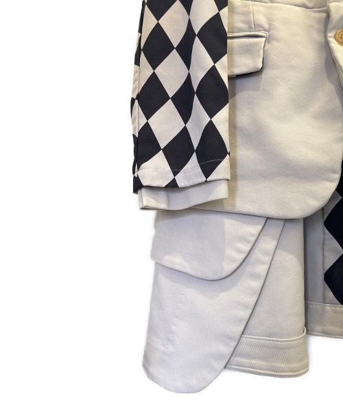 COMME des GARCONS HOMME PLUS（コムデギャルソンオムプリュス）COMME des GARCONS HOMME PLUS (コムデギャルソンオムプリュス) ハーレクインチェックポリ縮ジャケット グレー サイズ:Sの古着・服飾アイテム
