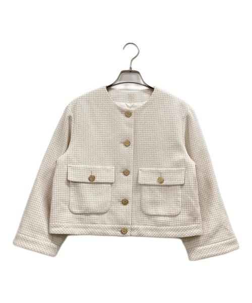 ANAYI（アナイ）ANAYI (アナイ) ドビーツイードノーカラーブルゾン アイボリー サイズ:36の古着・服飾アイテム