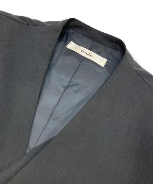 anuke（アンヌーク）anuke (アンヌーク) Collarless Over Jacket グレー サイズ:36の古着・服飾アイテム