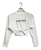 MIU MIUミュウミュウ）の古着「スリットロングスリーブTシャツ/Slit Long-Sleeve T-Shirt」｜ホワイト