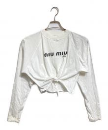 MIU MIU（ミュウミュウ）の古着「スリットロングスリーブTシャツ/Slit Long-Sleeve T-Shirt」｜ホワイト