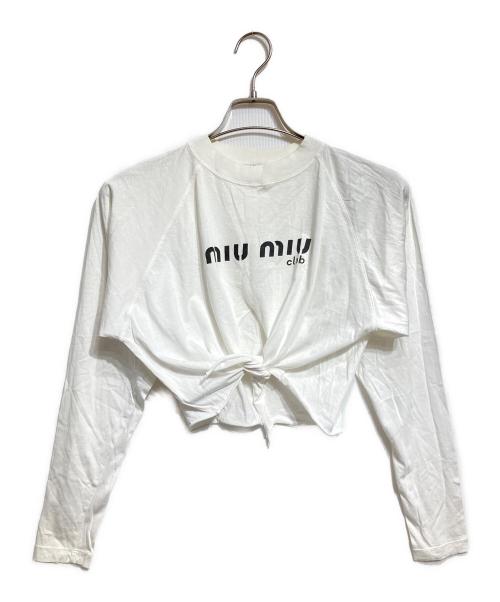 MIU MIU（ミュウミュウ）MIU MIU (ミュウミュウ) スリットロングスリーブTシャツ/Slit Long-Sleeve T-Shirt ホワイト サイズ:XSの古着・服飾アイテム