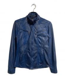 TORNADO MART（トルネードマート）の古着「ラスターコーティングライダースジャケット/Luster-Coated Biker Jacket」｜ネイビー